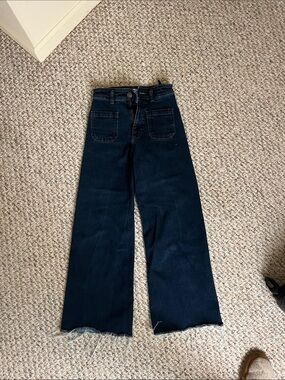 Zara Wide Leg High-Rise Jeans - Dark Blue, size 4